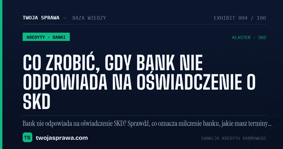 Co zrobić, gdy bank nie odpowiada na oświadczenie o SKD — infografika | Twoja Sprawa