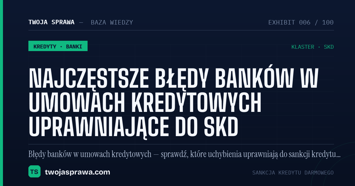 Najczęstsze błędy banków w umowach kredytowych uprawniające do SKD — infografika | Twoja Sprawa