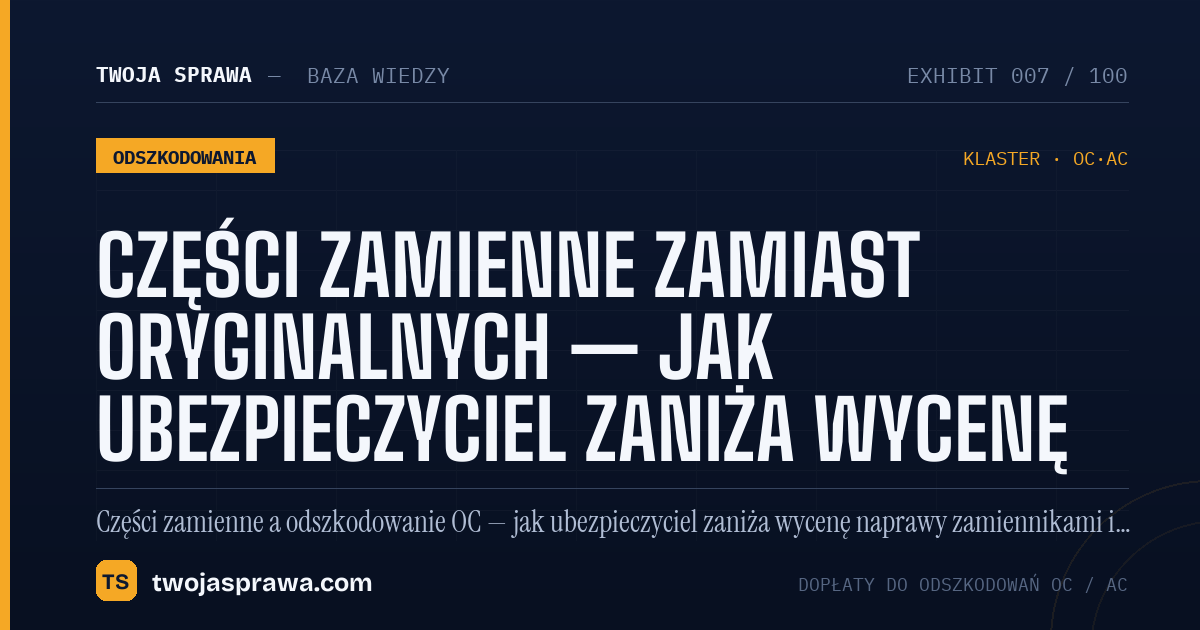 Części zamienne zamiast oryginalnych — jak ubezpieczyciel zaniża wycenę — infografika | Twoja Sprawa