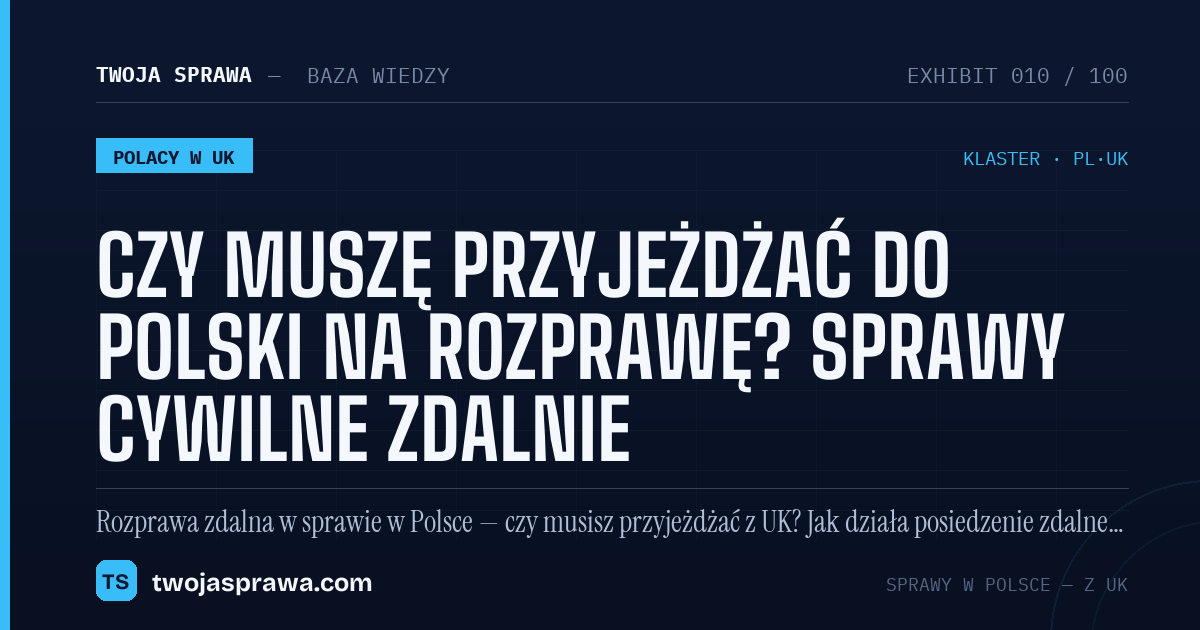 Czy muszę przyjeżdżać do Polski na rozprawę? Sprawy cywilne zdalnie — infografika | Twoja Sprawa
