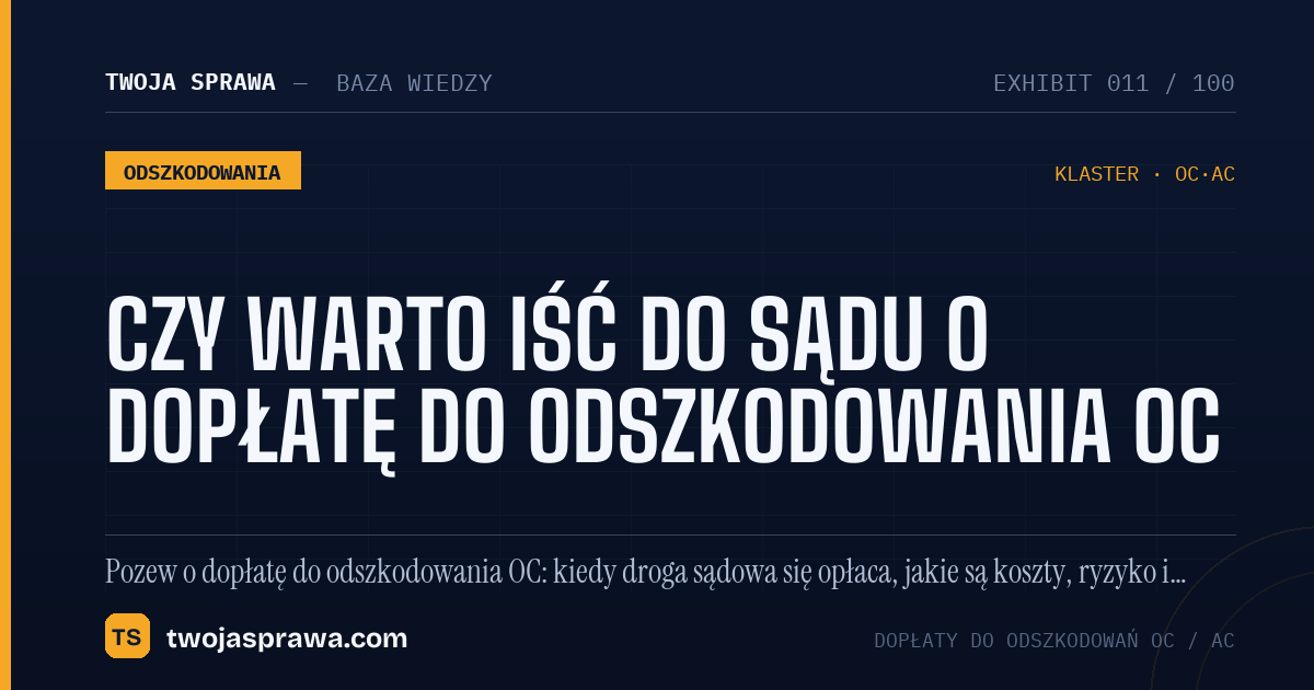 Czy warto iść do sądu o dopłatę do odszkodowania OC — infografika | Twoja Sprawa