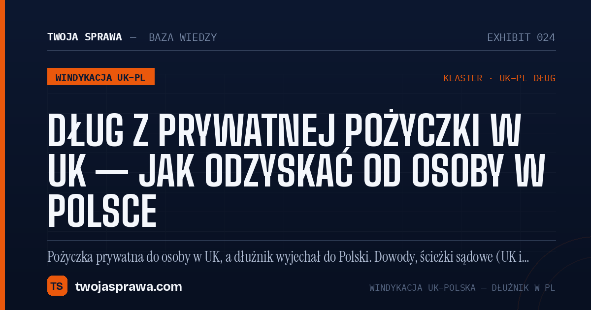 Dług z prywatnej pożyczki w UK — jak odzyskać od osoby w Polsce — infografika | Twoja Sprawa