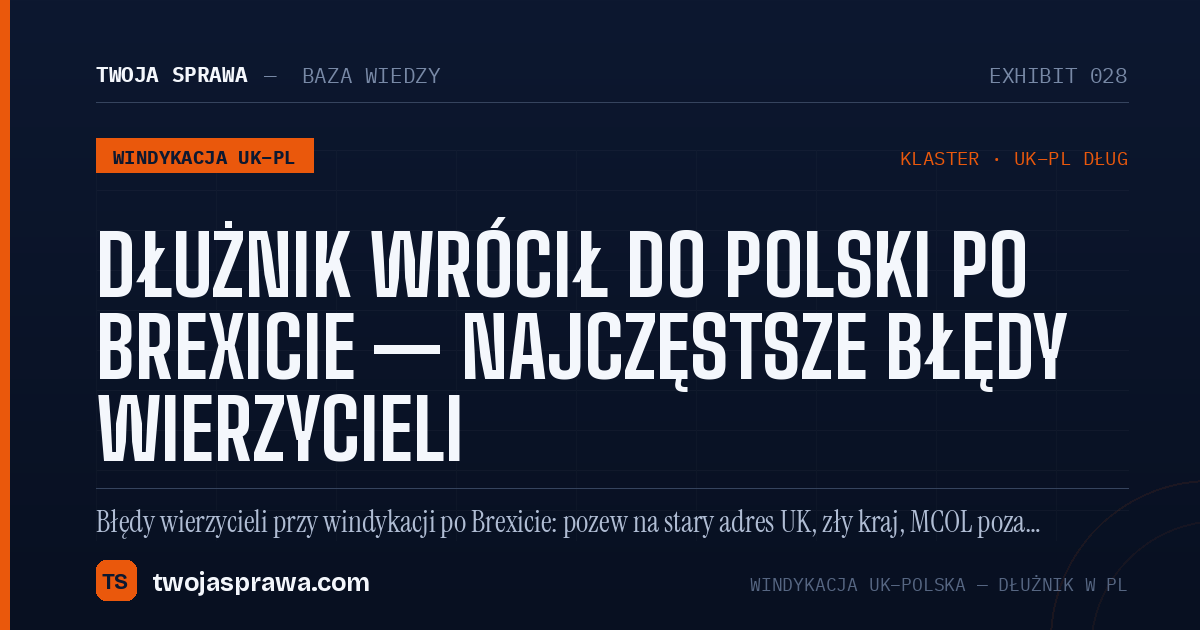 Dłużnik wrócił do Polski po Brexicie — najczęstsze błędy wierzycieli — infografika | Twoja Sprawa