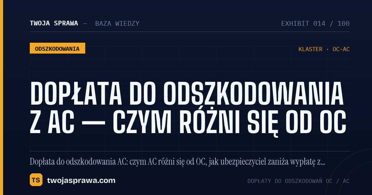 Dopłata do odszkodowania z AC — czym różni się od OC — infografika | Twoja Sprawa