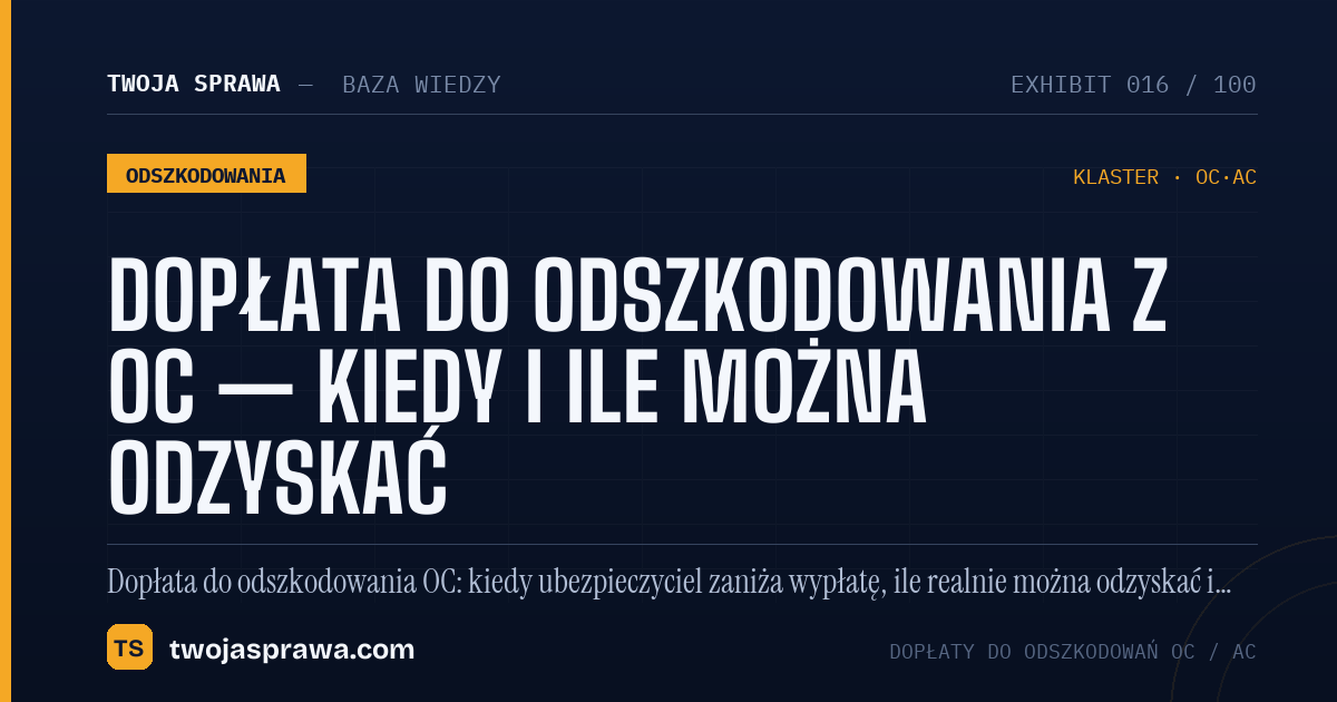 Dopłata do odszkodowania z OC — kiedy i ile można odzyskać — infografika | Twoja Sprawa