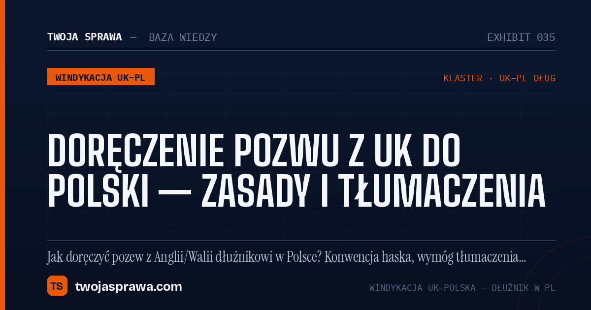 Doręczenie pozwu z UK do Polski — zasady i tłumaczenia — infografika | Twoja Sprawa