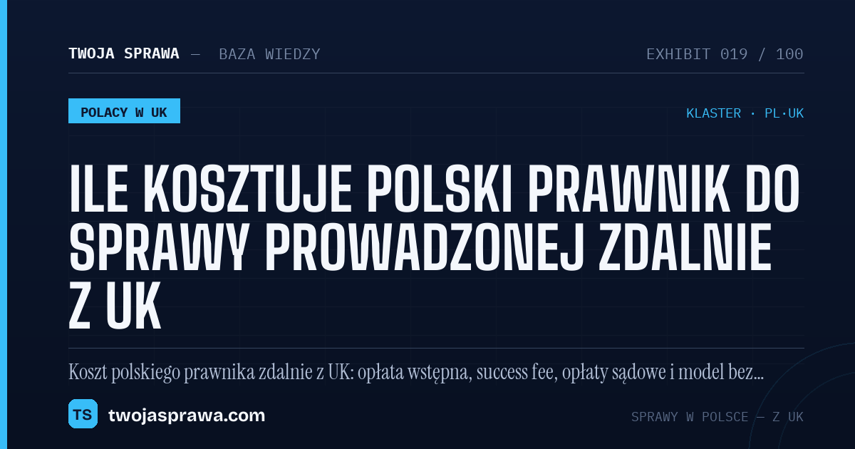 Ile kosztuje polski prawnik do sprawy prowadzonej zdalnie z UK — infografika | Twoja Sprawa