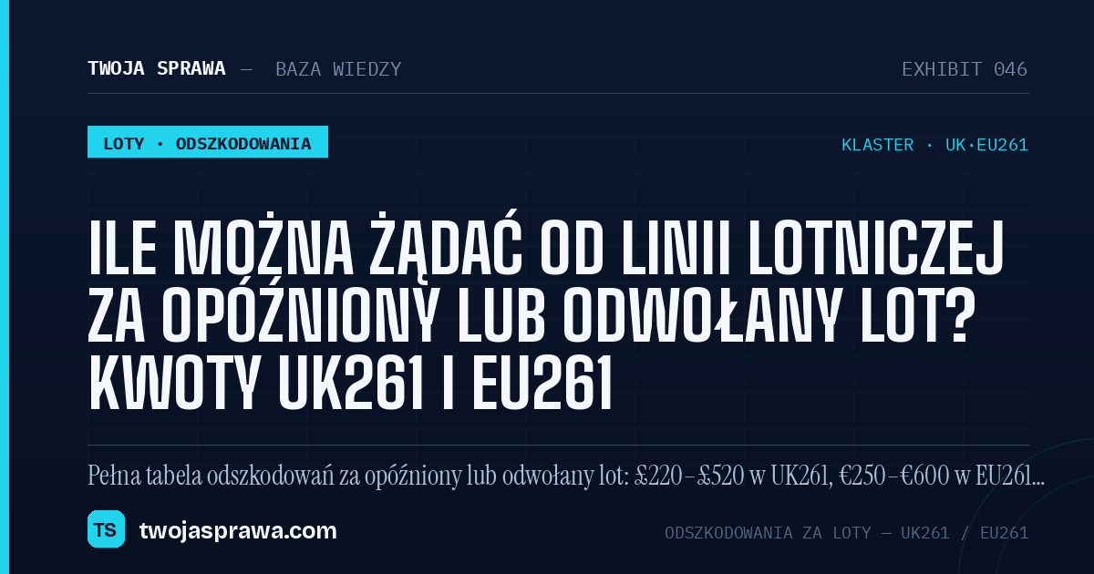 Ile można żądać od linii lotniczej za opóźniony lub odwołany lot? Kwoty UK261 i EU261 — infografika | Twoja Sprawa