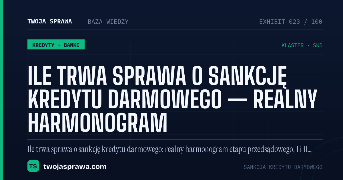 Ile trwa sprawa o sankcję kredytu darmowego — realny harmonogram — infografika | Twoja Sprawa