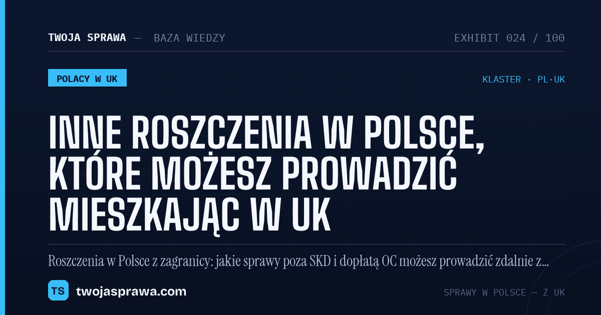 Inne roszczenia w Polsce, które możesz prowadzić mieszkając w UK — infografika | Twoja Sprawa