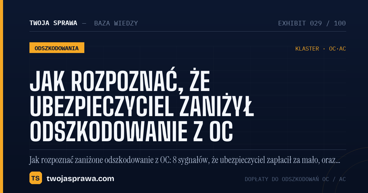 Jak rozpoznać, że ubezpieczyciel zaniżył odszkodowanie z OC — infografika | Twoja Sprawa