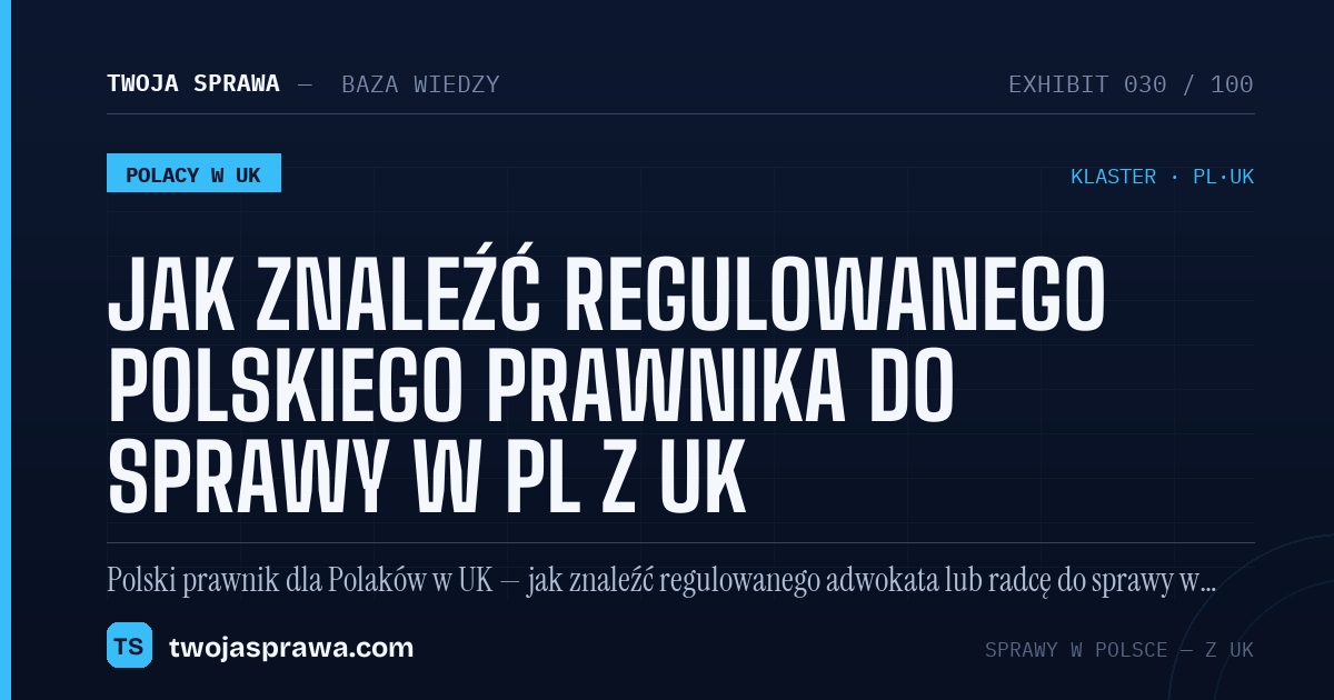Jak znaleźć regulowanego polskiego prawnika do sprawy w PL z UK — infografika | Twoja Sprawa