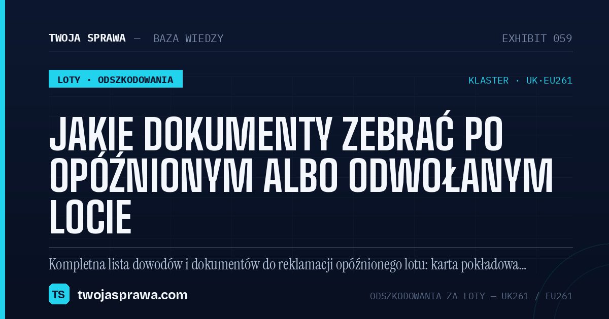 Jakie dokumenty zebrać po opóźnionym albo odwołanym locie — infografika | Twoja Sprawa
