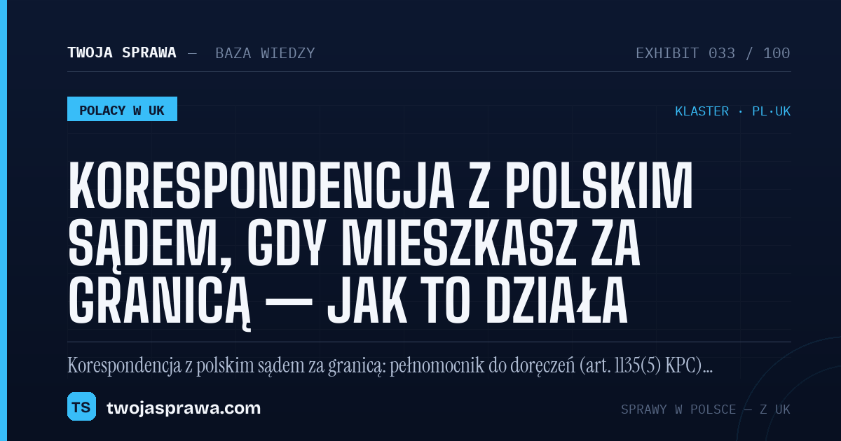 Korespondencja z polskim sądem, gdy mieszkasz za granicą — jak to działa — infografika | Twoja Sprawa