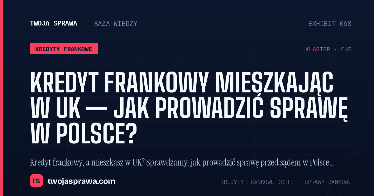Kredyt frankowy mieszkając w UK — jak prowadzić sprawę w Polsce? — infografika | Twoja Sprawa