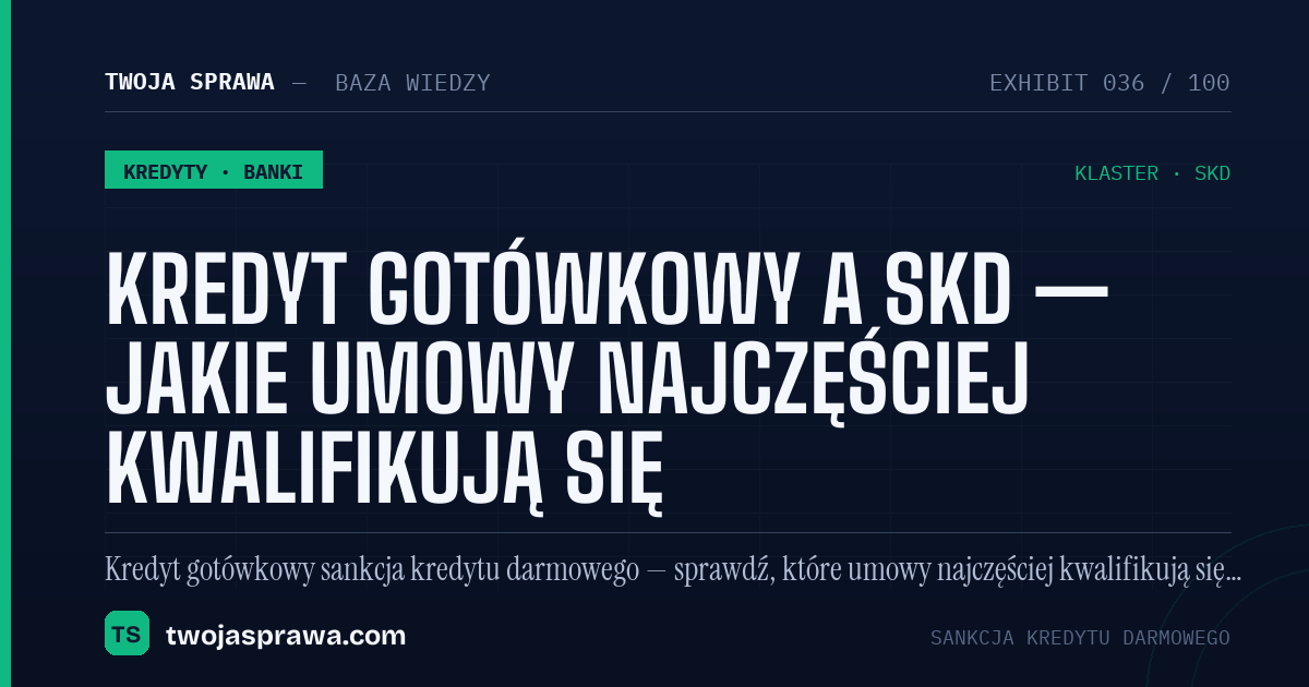 Kredyt gotówkowy a SKD — jakie umowy najczęściej kwalifikują się — infografika | Twoja Sprawa