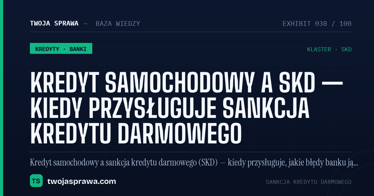 Kredyt samochodowy a SKD — kiedy przysługuje sankcja kredytu darmowego — infografika | Twoja Sprawa