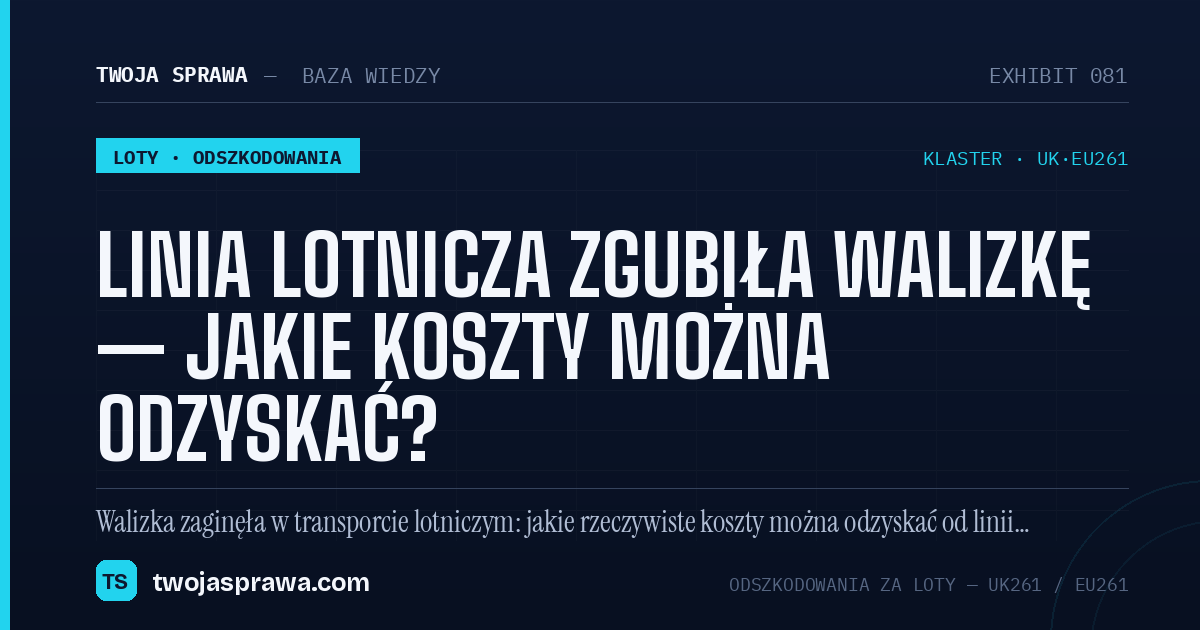 Linia lotnicza zgubiła walizkę — jakie koszty można odzyskać? — infografika | Twoja Sprawa