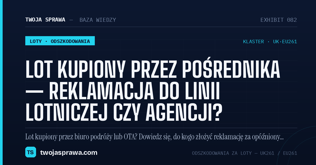Lot kupiony przez pośrednika — reklamacja do linii lotniczej czy agencji? — infografika | Twoja Sprawa