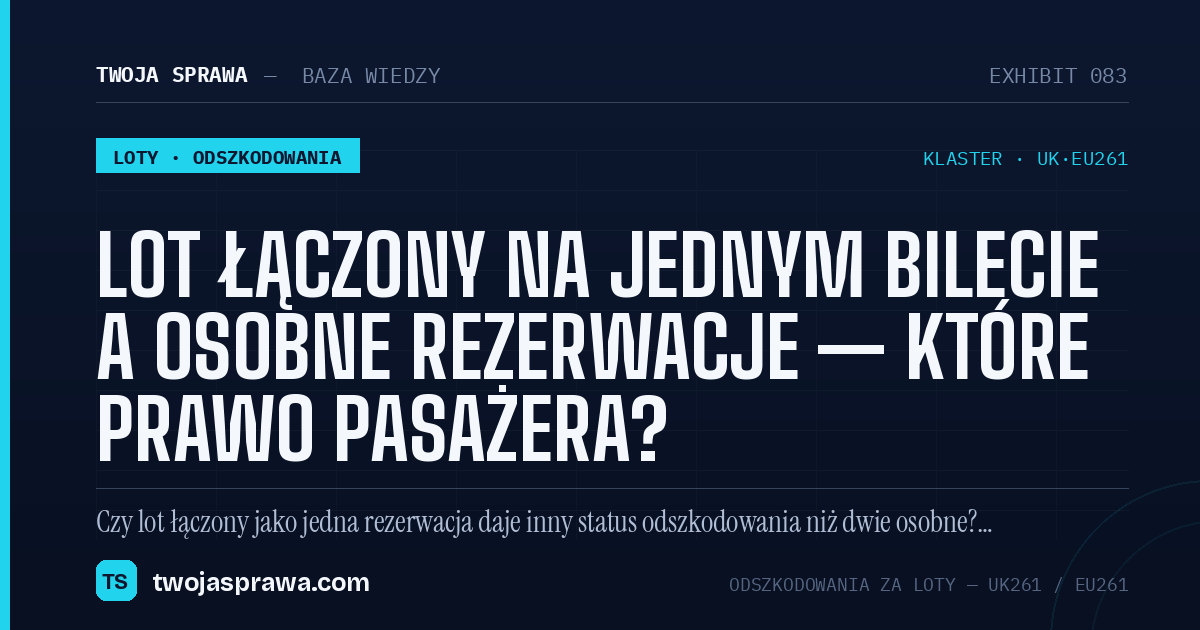 Lot łączony na jednym bilecie a osobne rezerwacje — które prawo pasażera? — infografika | Twoja Sprawa