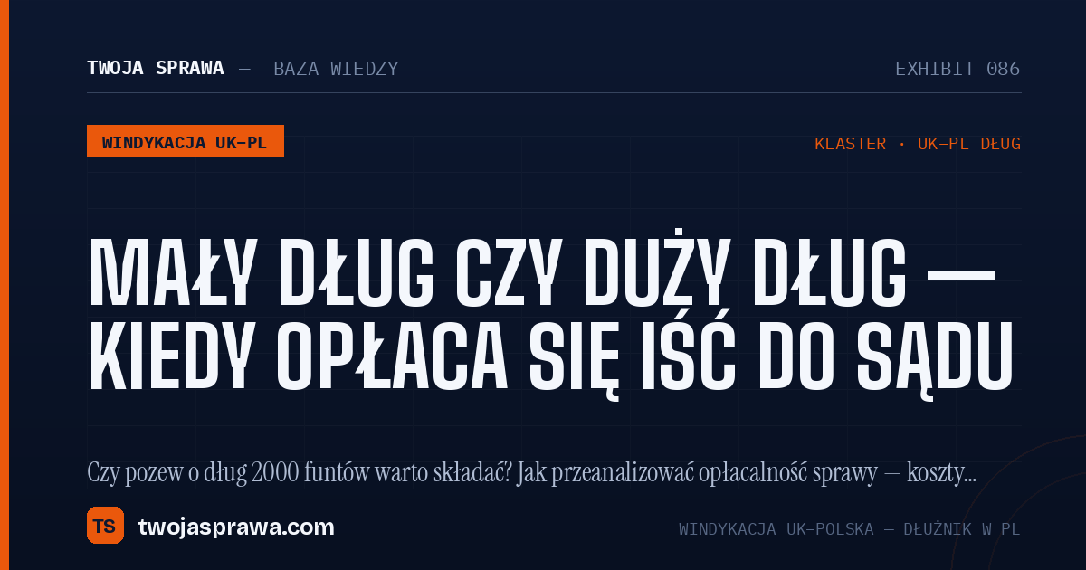 Mały dług czy duży dług — kiedy opłaca się iść do sądu — infografika | Twoja Sprawa