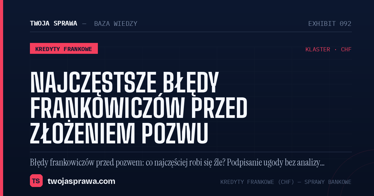 Najczęstsze błędy frankowiczów przed złożeniem pozwu — infografika | Twoja Sprawa