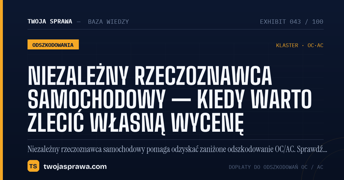 Niezależny rzeczoznawca samochodowy — kiedy warto zlecić własną wycenę — infografika | Twoja Sprawa