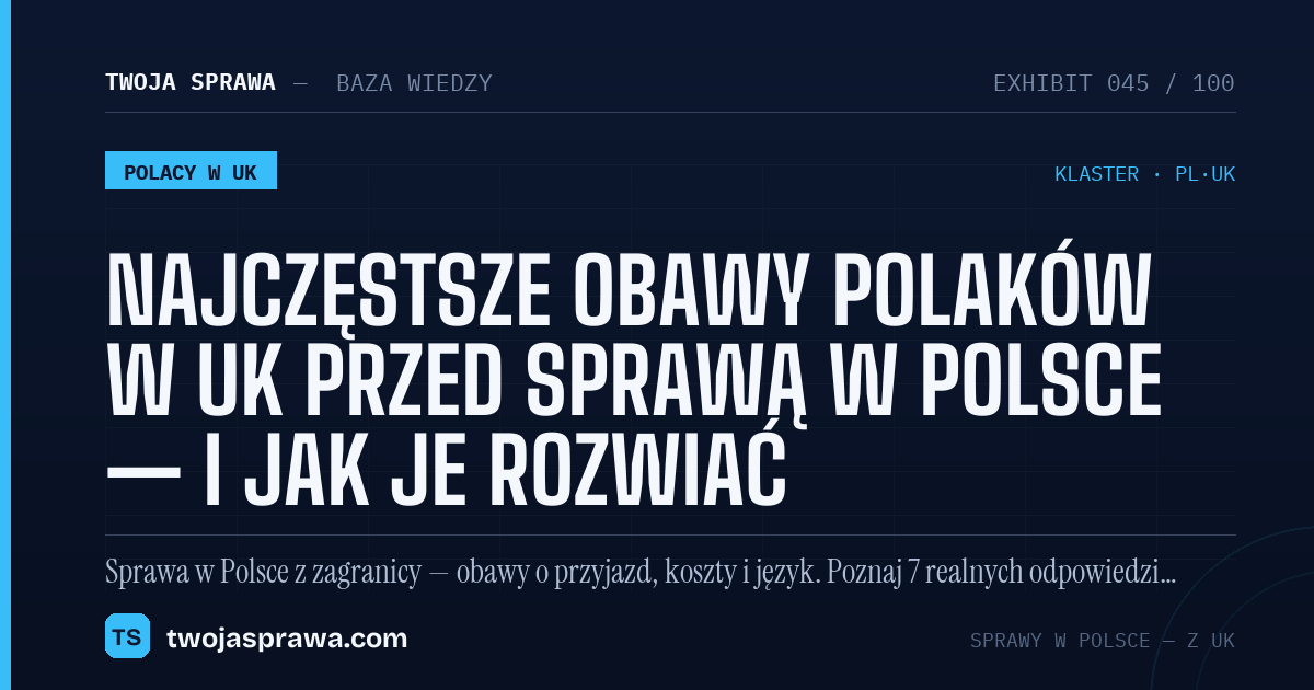 Najczęstsze obawy Polaków w UK przed sprawą w Polsce — i jak je rozwiać — infografika | Twoja Sprawa