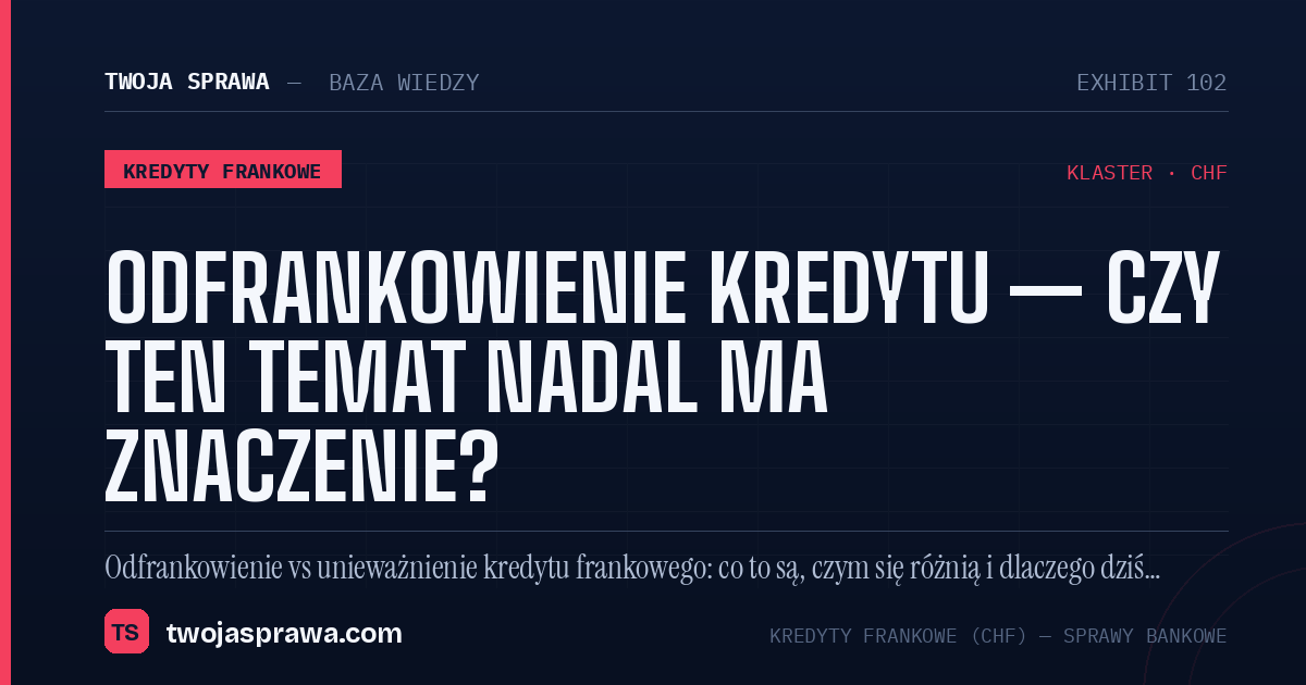 Odfrankowienie kredytu — czy ten temat nadal ma znaczenie? — infografika | Twoja Sprawa