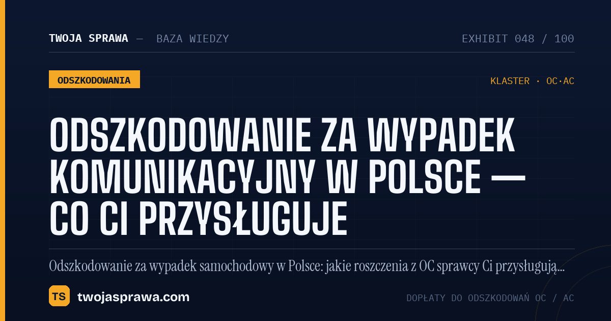 Odszkodowanie za wypadek komunikacyjny w Polsce — co Ci przysługuje — infografika | Twoja Sprawa