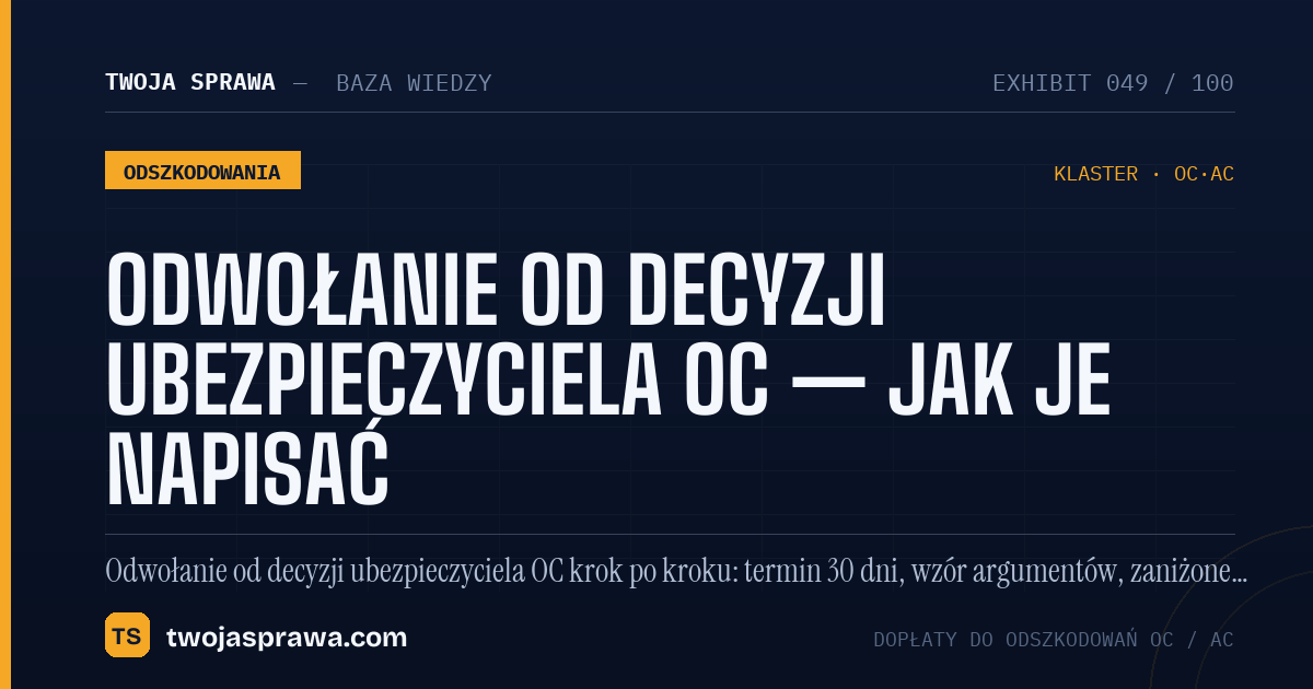 Odwołanie od decyzji ubezpieczyciela OC — jak je napisać — infografika | Twoja Sprawa