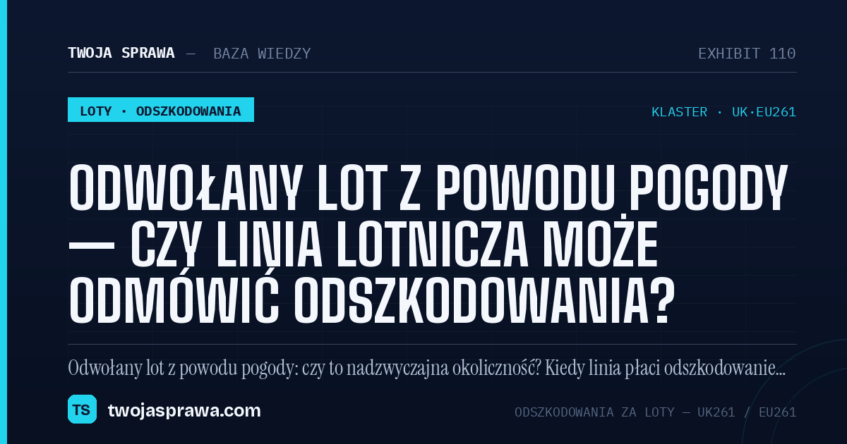 Odwołany lot z powodu pogody — czy linia lotnicza może odmówić odszkodowania? — infografika | Twoja Sprawa