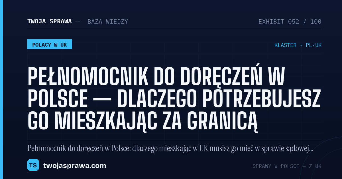 Pełnomocnik do doręczeń w Polsce — dlaczego potrzebujesz go mieszkając za granicą — infografika | Twoja Sprawa