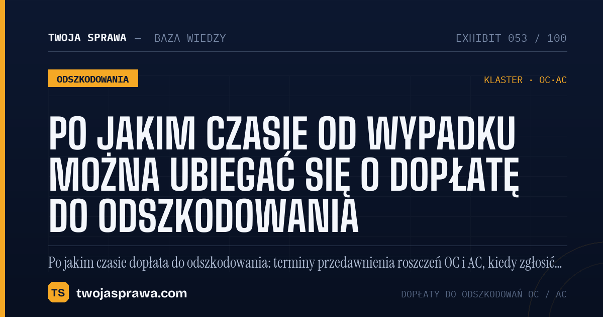 Po jakim czasie od wypadku można ubiegać się o dopłatę do odszkodowania — infografika | Twoja Sprawa