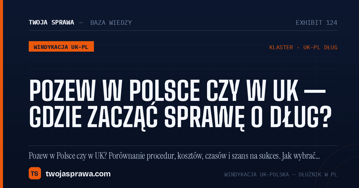 Pozew w Polsce czy w UK — gdzie zacząć sprawę o dług? — infografika | Twoja Sprawa