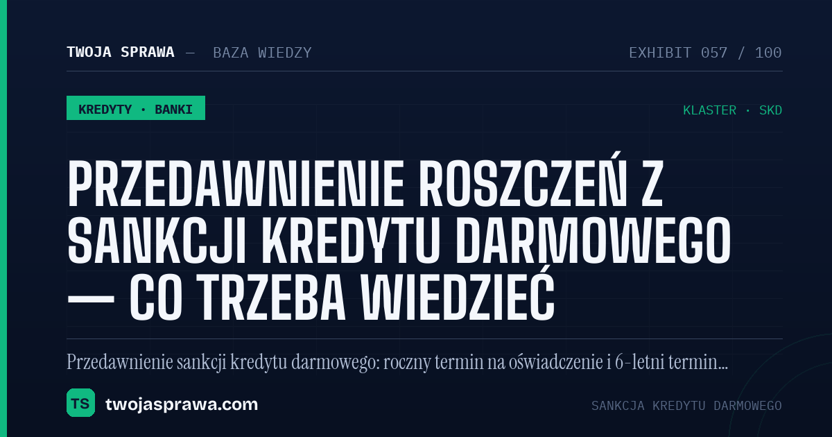Przedawnienie roszczeń z sankcji kredytu darmowego — co trzeba wiedzieć — infografika | Twoja Sprawa