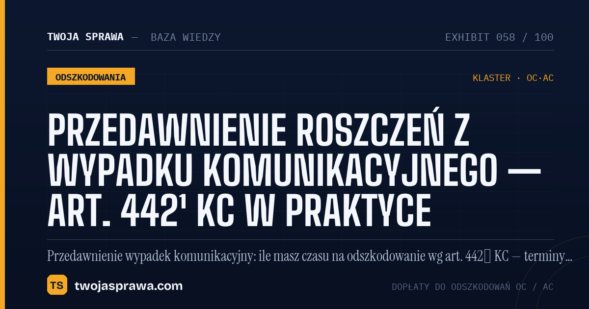 Przedawnienie roszczeń z wypadku komunikacyjnego — art. 442¹ KC w praktyce — infografika | Twoja Sprawa