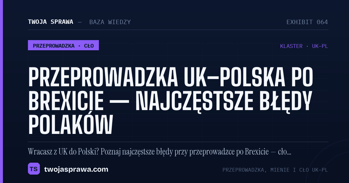Przeprowadzka UK–Polska po Brexicie — najczęstsze błędy Polaków — infografika | Twoja Sprawa