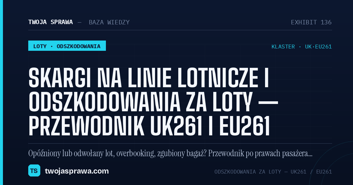 Skargi na linie lotnicze i odszkodowania za loty — przewodnik UK261 i EU261 — infografika | Twoja Sprawa
