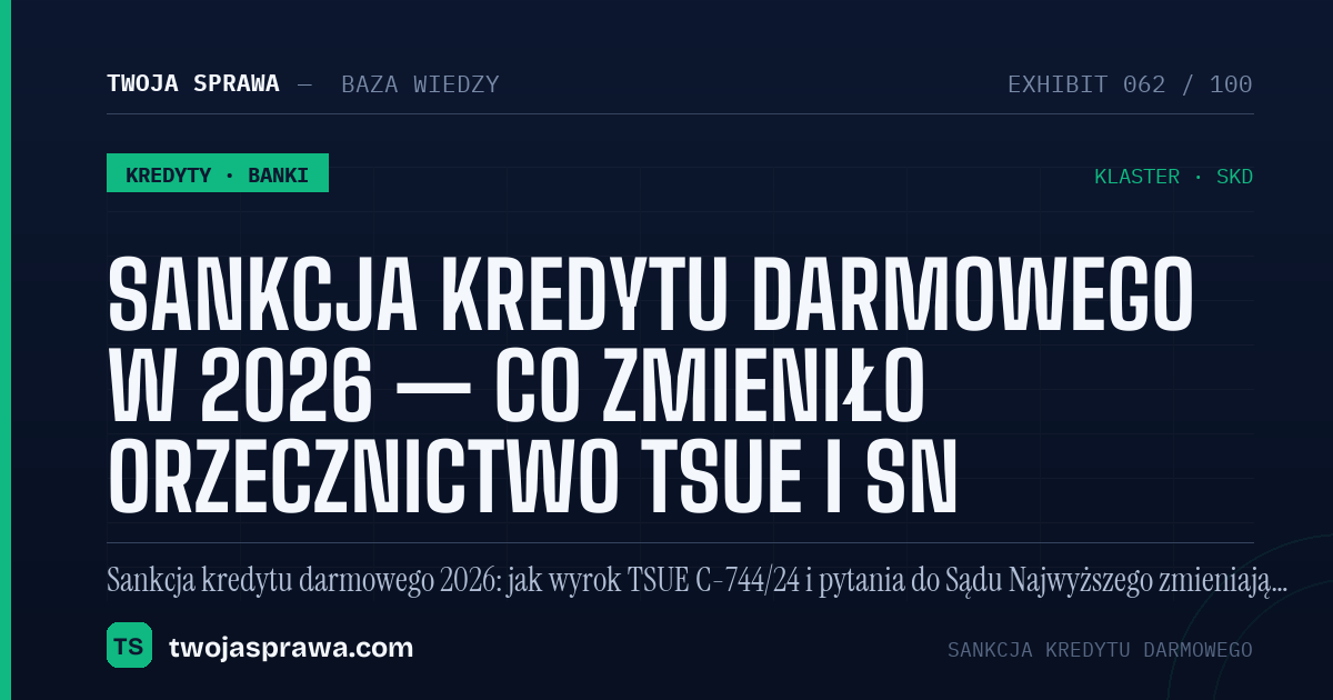 Sankcja kredytu darmowego w 2026 — co zmieniło orzecznictwo TSUE i SN — infografika | Twoja Sprawa