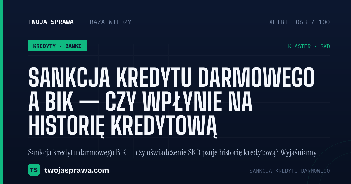 Sankcja kredytu darmowego a BIK — czy wpłynie na historię kredytową — infografika | Twoja Sprawa