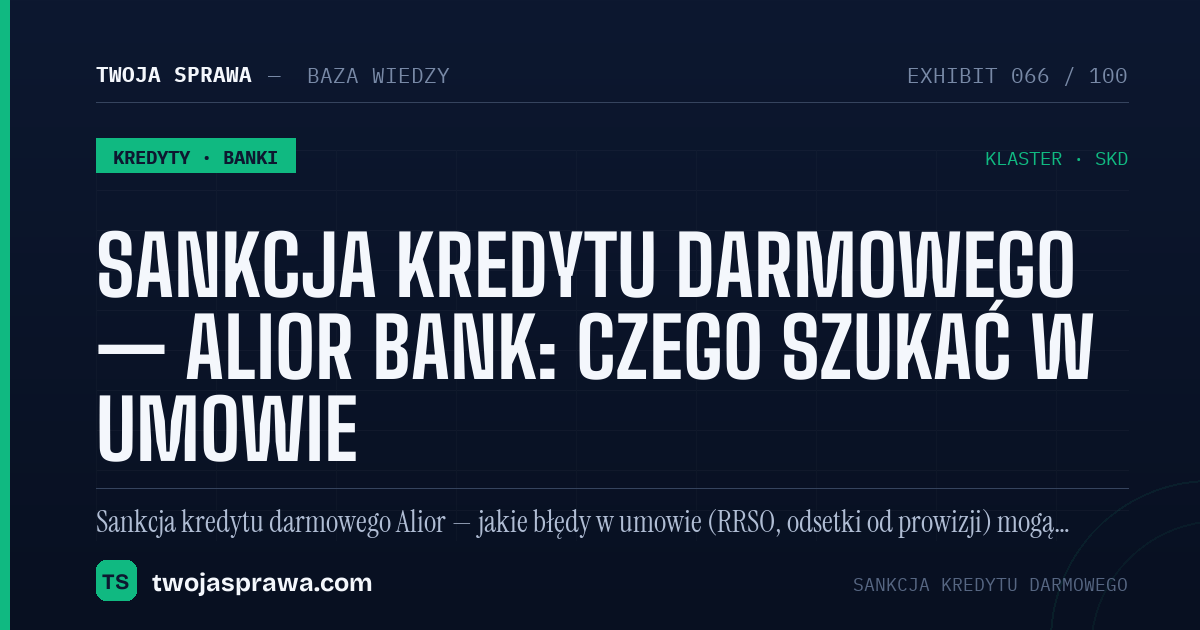 Sankcja kredytu darmowego — Alior Bank: czego szukać w umowie — infografika | Twoja Sprawa