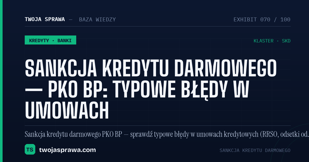 Sankcja kredytu darmowego — PKO BP: typowe błędy w umowach — infografika | Twoja Sprawa