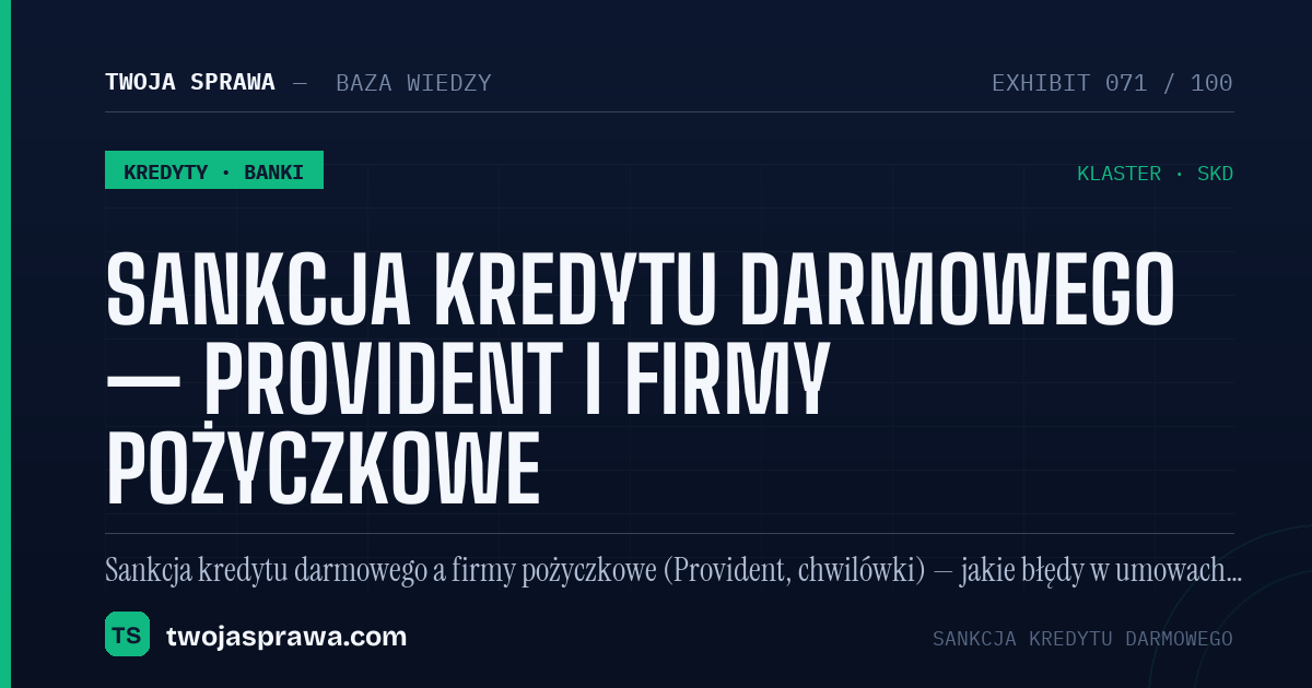 Sankcja kredytu darmowego — Provident i firmy pożyczkowe — infografika | Twoja Sprawa