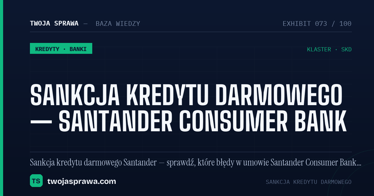 Sankcja kredytu darmowego — Santander Consumer Bank — infografika | Twoja Sprawa
