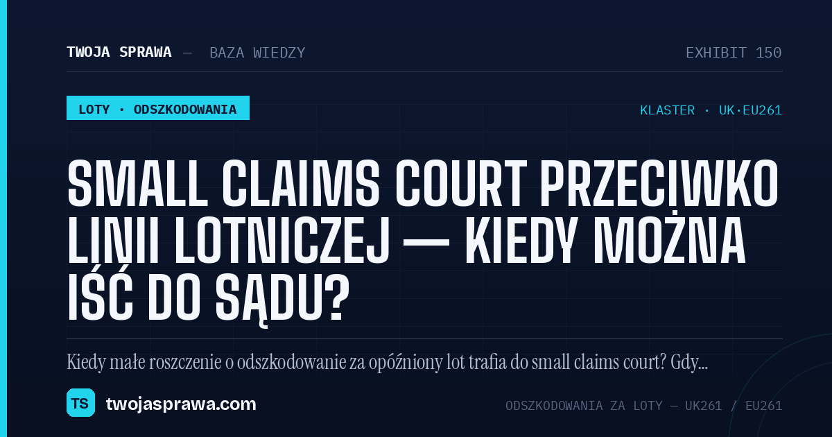 Small claims court przeciwko linii lotniczej — kiedy można iść do sądu? — infografika | Twoja Sprawa
