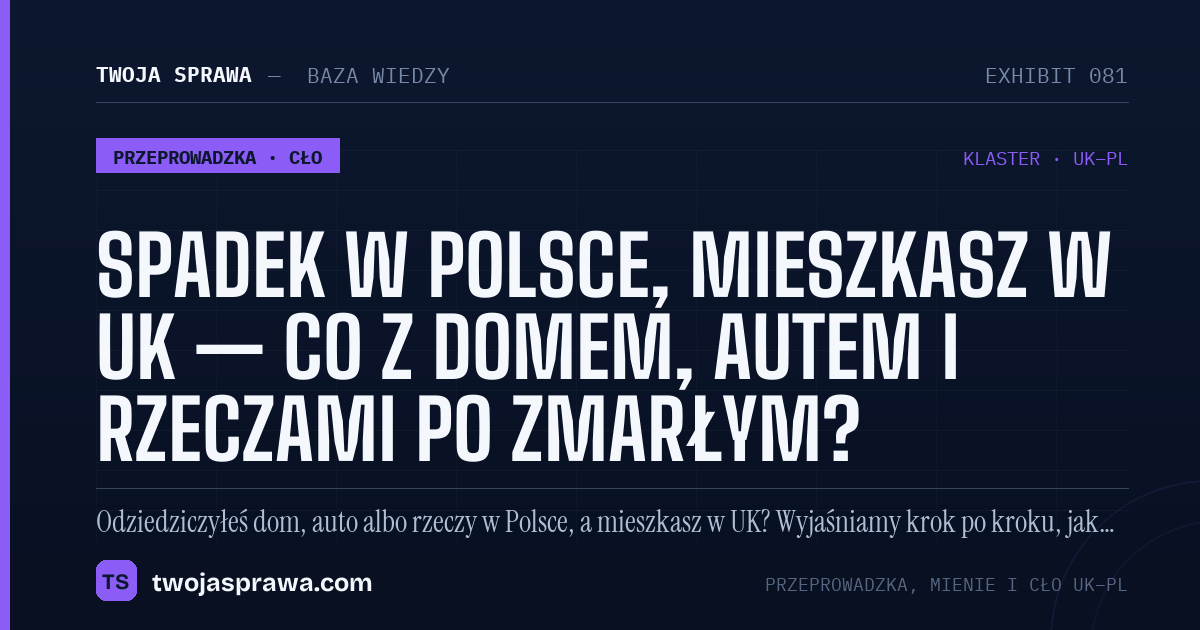 Spadek w Polsce, mieszkasz w UK — co z domem, autem i rzeczami po zmarłym? — infografika | Twoja Sprawa
