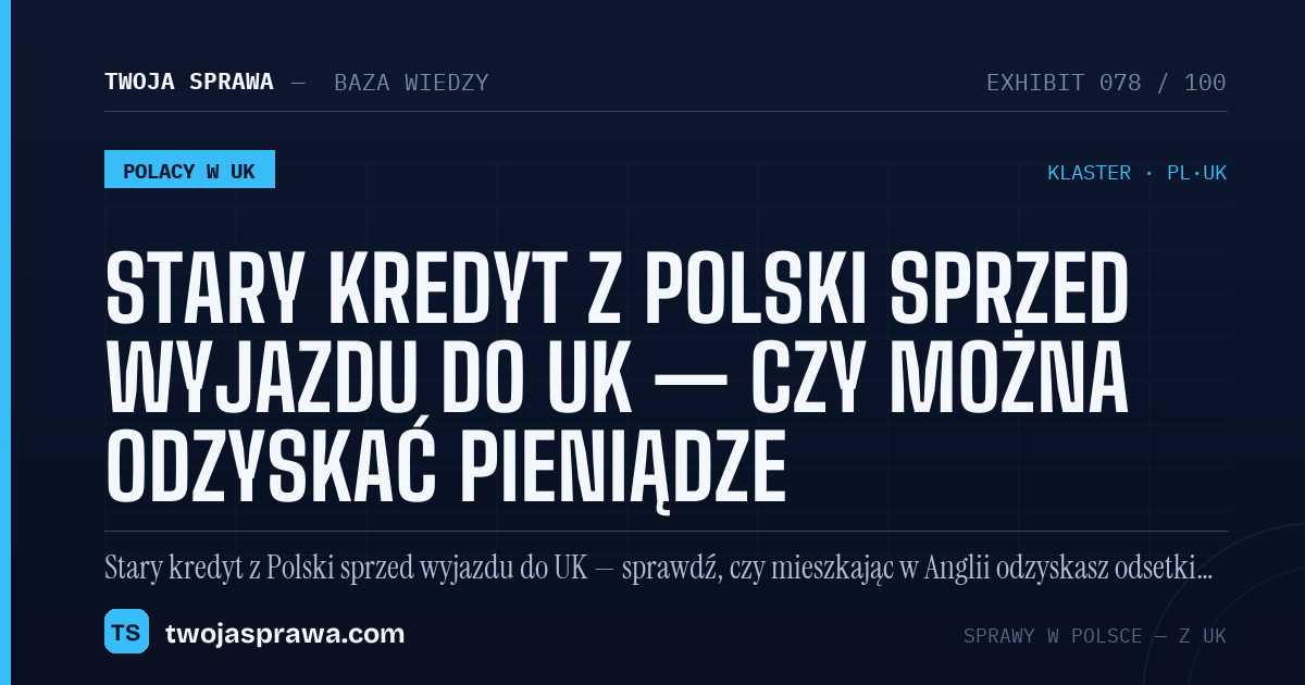 Stary kredyt z Polski sprzed wyjazdu do UK — czy można odzyskać pieniądze — infografika | Twoja Sprawa