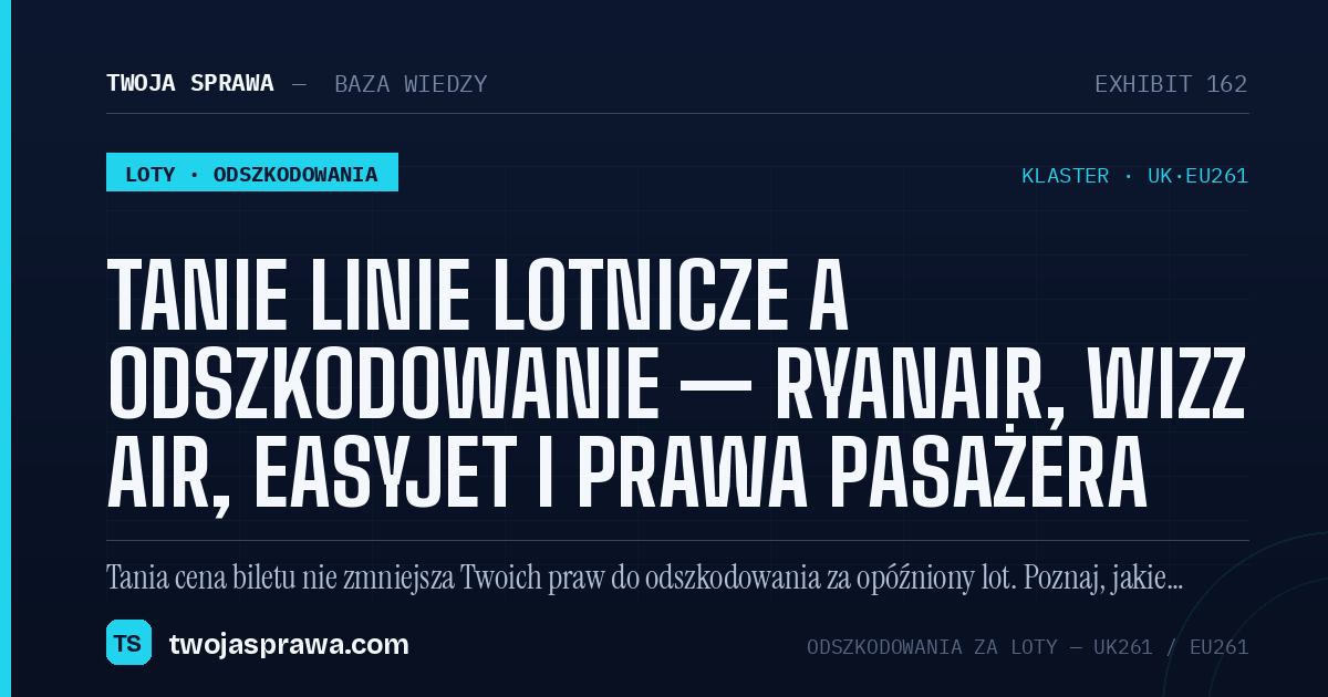 Tanie linie lotnicze a odszkodowanie — Ryanair, Wizz Air, easyJet i prawa pasażera — infografika | Twoja Sprawa