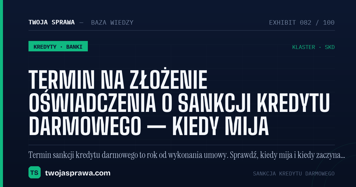 Termin na złożenie oświadczenia o sankcji kredytu darmowego — kiedy mija — infografika | Twoja Sprawa